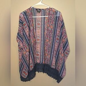 Women's Angie Crochet Lined Kimono Duster, Size Medium